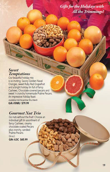 Gourmet Nut Gift Tin - Catalog page for Hyatt Fruit Company of Indian River County, Florida