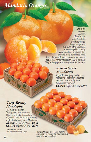 16, 20 or 40 piece shipments of Mandarin Oranges