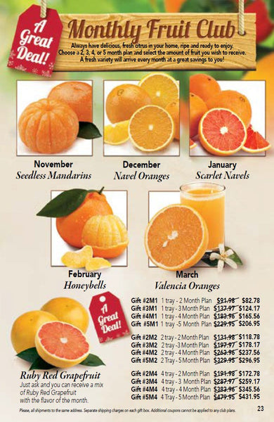 Fruit of the Month Clubs , 3 Months of Citrus deliveries - Hyatt Fruit Company of Indian River County, Florida
