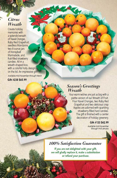 Season's Greetings Wreath of Fruit (Petite)